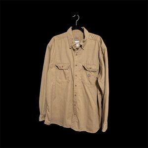 Carhartt  Fire Retardant Men's Casual Button Down in Tan 2XL work shirt.